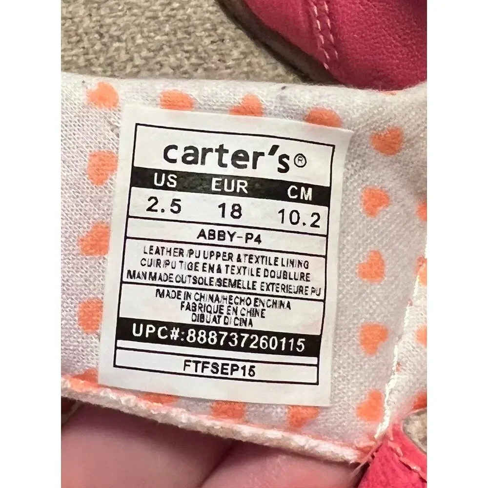 Carter's Baby Shoes Booties Rubber Sole Sz 2.5 Pink ABBY-P4 First Steps No Slip